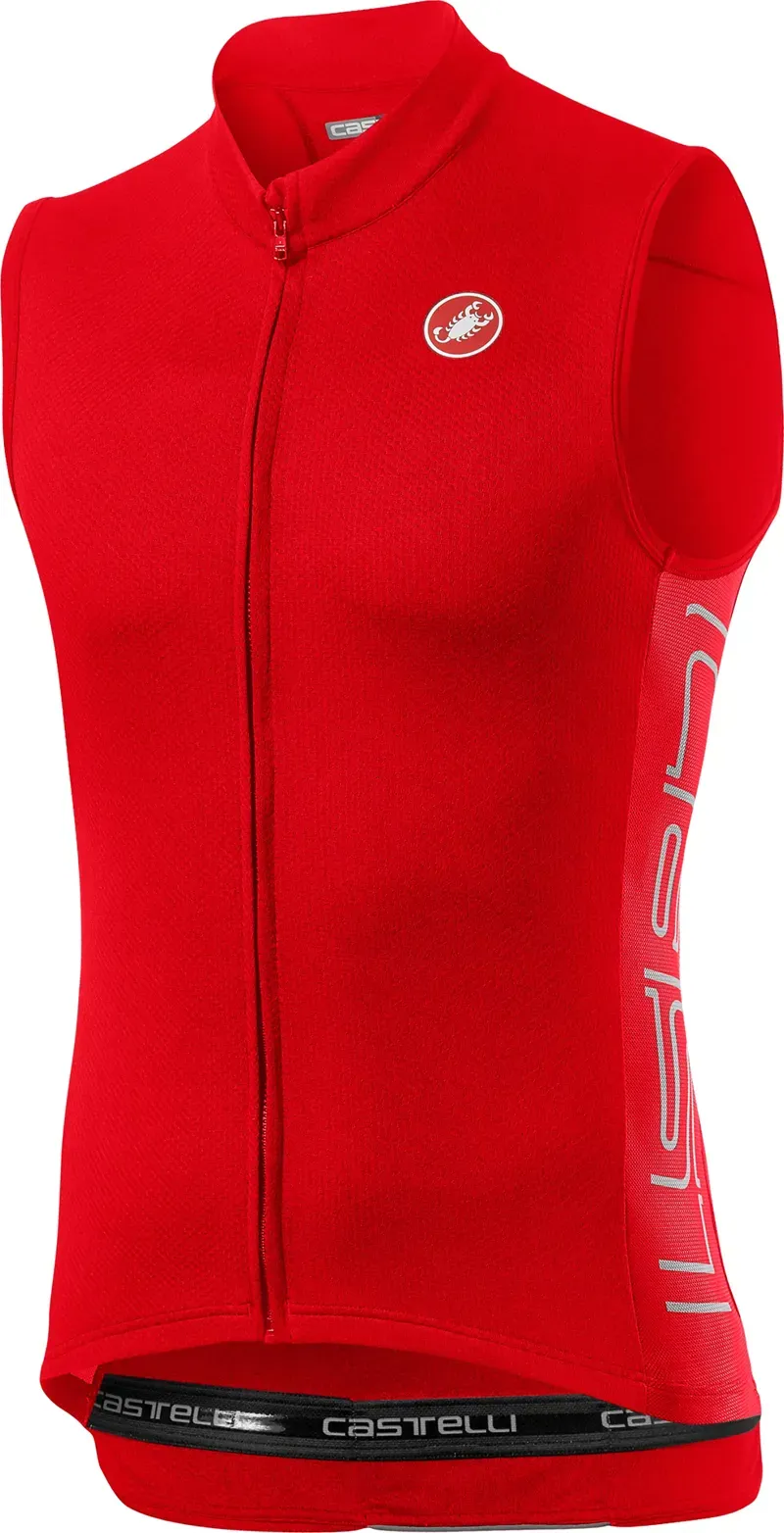 Castelli Entrata V Sleeveless Mens Jersey in Red