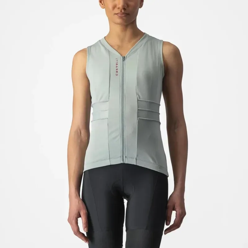 Castelli Anima 4 Sleeveless Women's Jersey In Defender Green/Persian Red