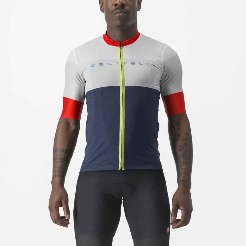 Castelli Sezione Jersey in Belgian Blue/Ivory Mastice/Fiery Red
