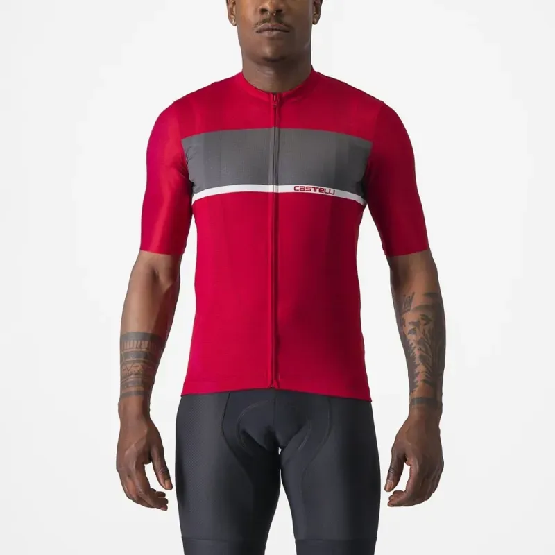 Castelli Tradizione Jersey In Rich Red/Grey/White