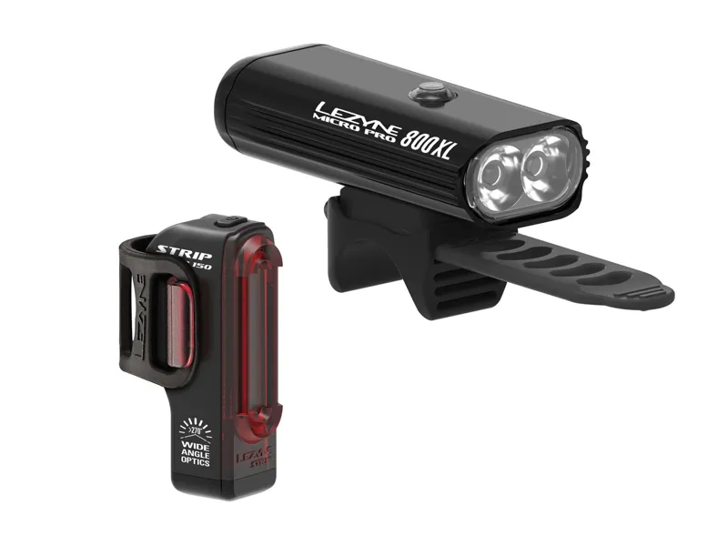 Lezyne Micro Pro 800XL / Strip Drive Light Set in Black