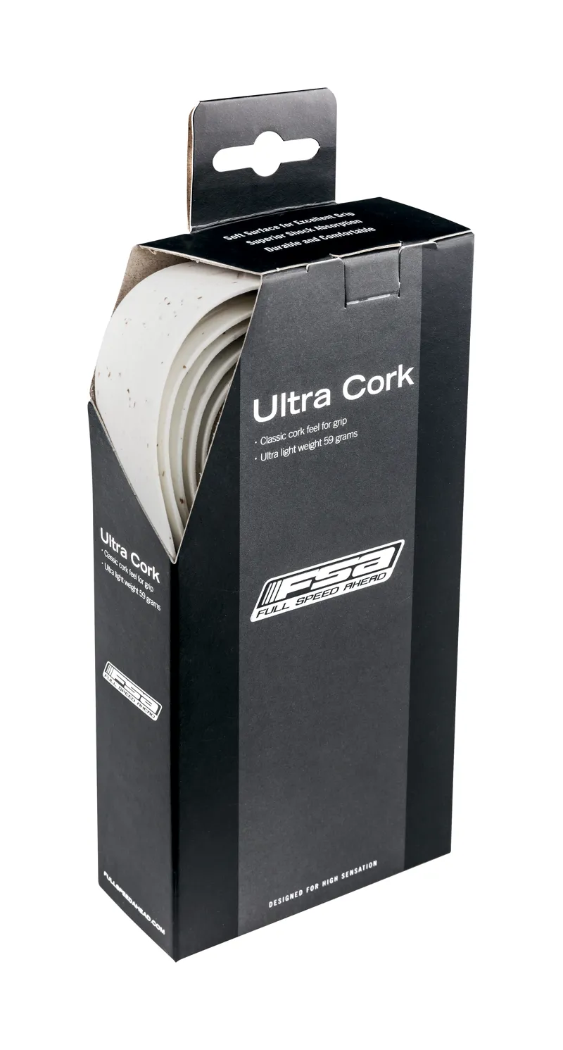 FSA Ultra Cork Road Bike Handle Bar Tape in White