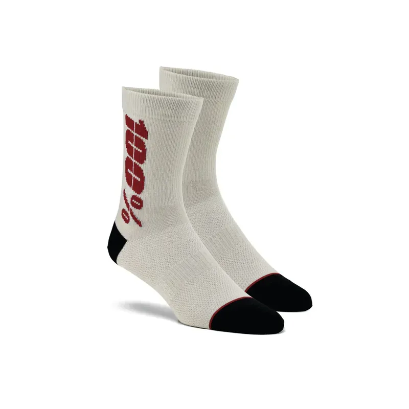 100% Rhythm Merino Wool Performance Socks in Silver/Cherry