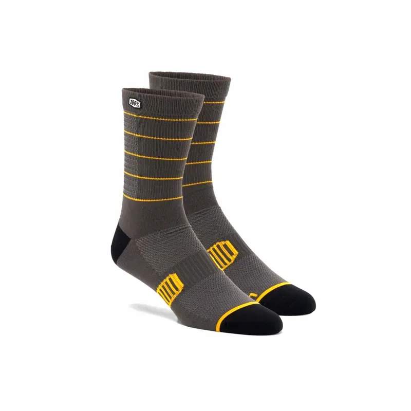100% Advocate Performance Socks in Charcoal/Mustard