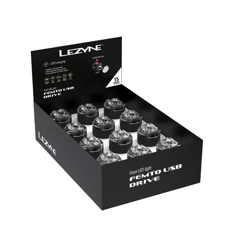 Lezyne LED Female-to-USB Drive Front Light Box Set in Black