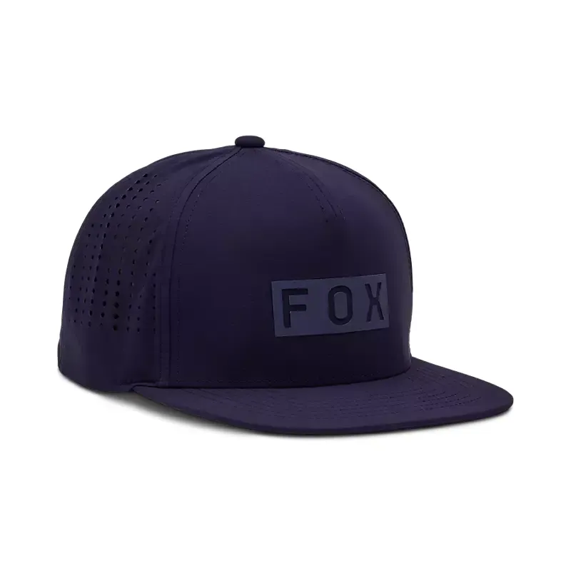 Fox Wordmark Tech Snapback Hat in Midnight Blue