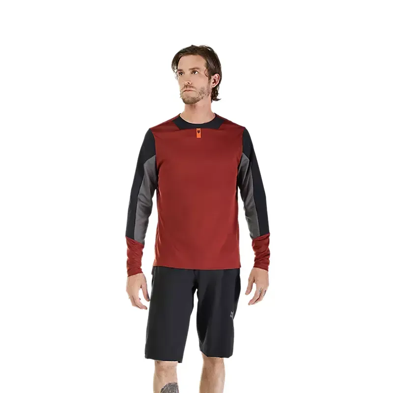 Fox Defend Long Sleeve Jersey in Rust Brown-2