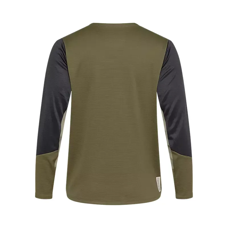 Fox Youth Defend Long Sleeve Jersey in Olive Green-1