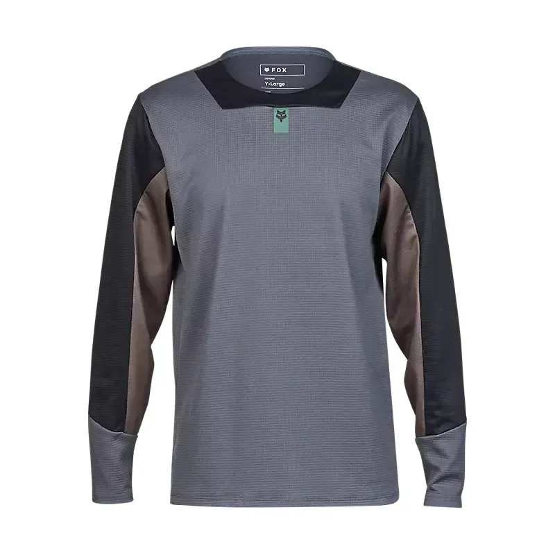 Fox Youth Defend Long Sleeve Jersey in Graphite Grey