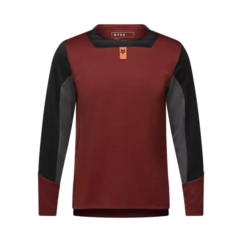 Fox Youth Defend Long Sleeve Jersey in Rust Brown