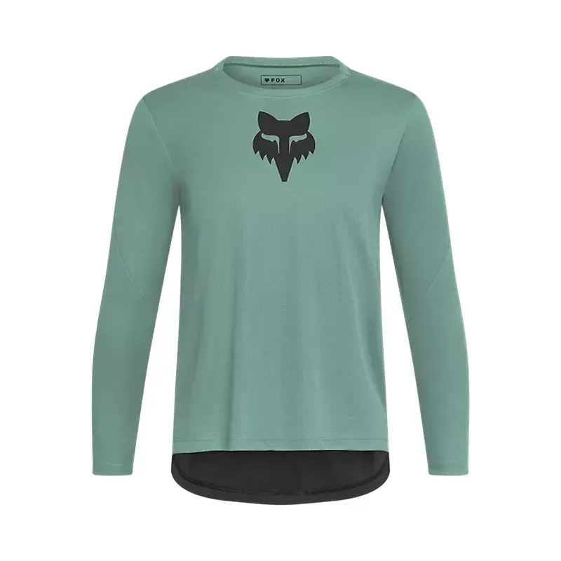 Fox Youth Ranger Fox Head Long Sleeve Jersey in Pine Green