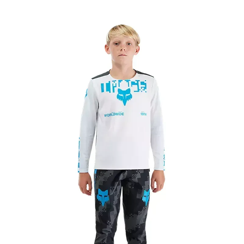 Fox Youth Ranger Digi Image Long Sleeve Jersey in White-2
