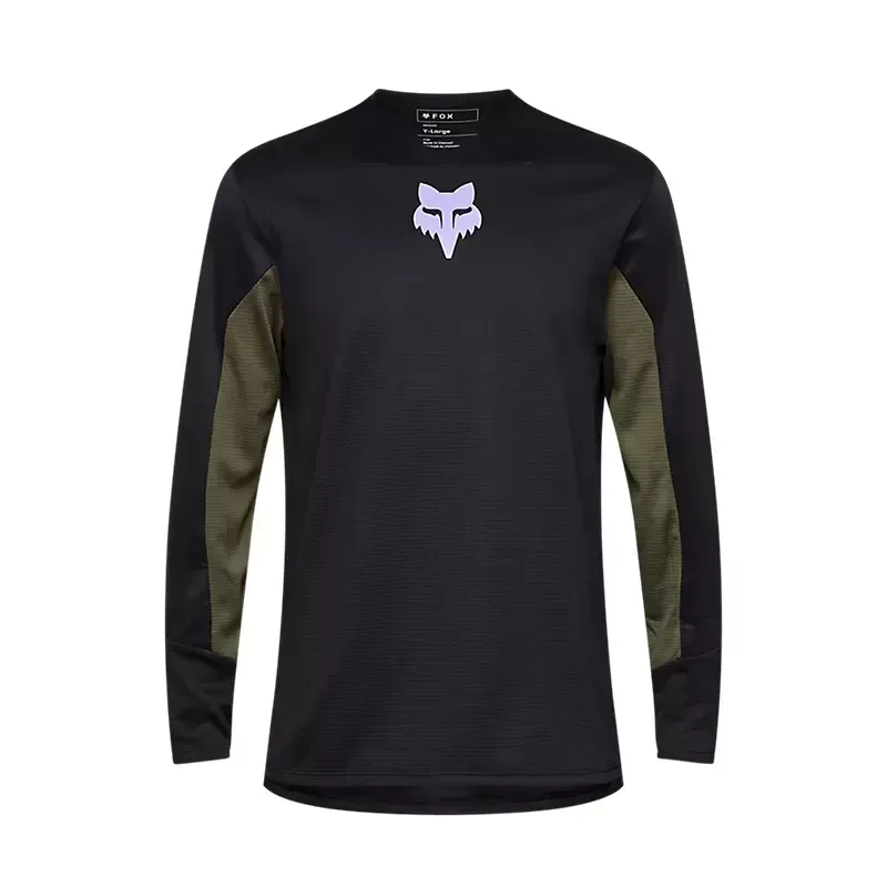 Fox Youth Defend Park Long Sleeve Jersey in Black
