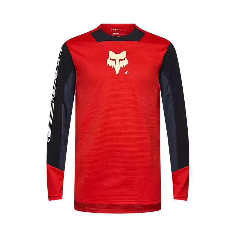 Fox Defend Elevated Long Sleeve Jersey in Fluorescent Red