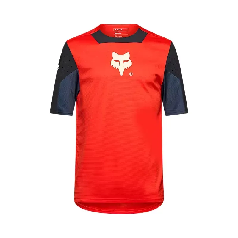 Fox Defend Elevated Short Sleeve Jersey in Fluorescent Red