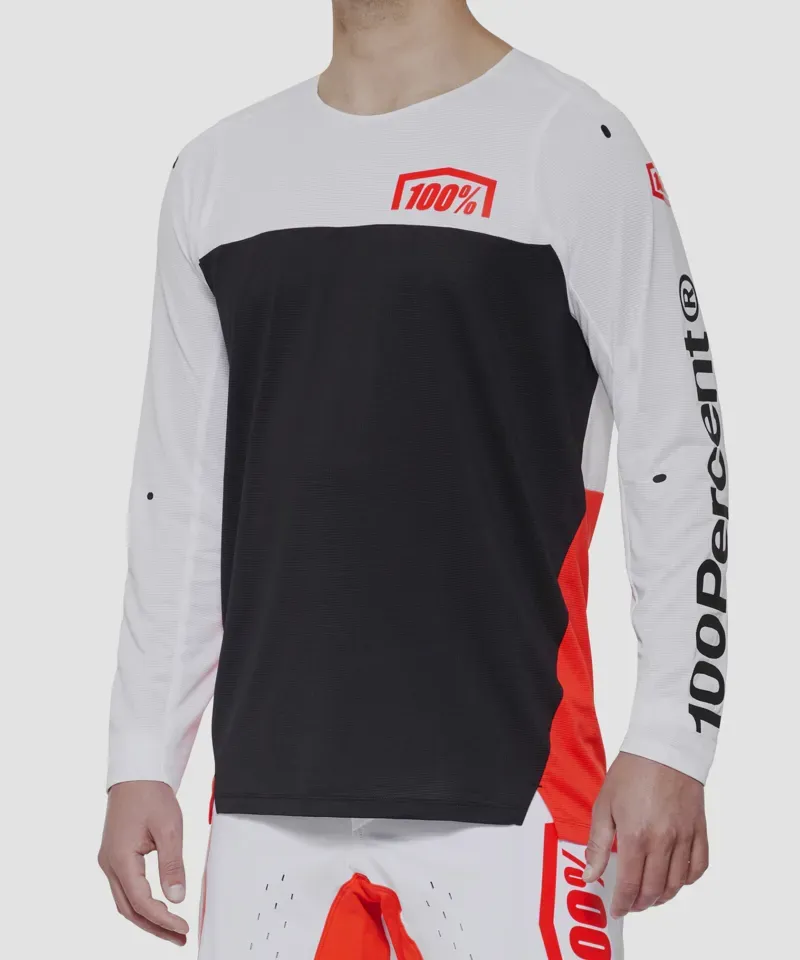 100% R-Core X Long Sleeve Jersey in White/Red