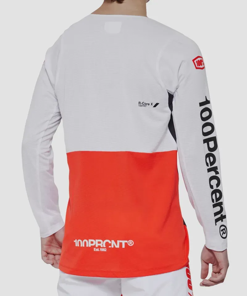 100% R-Core X Long Sleeve Jersey in White/Red-1