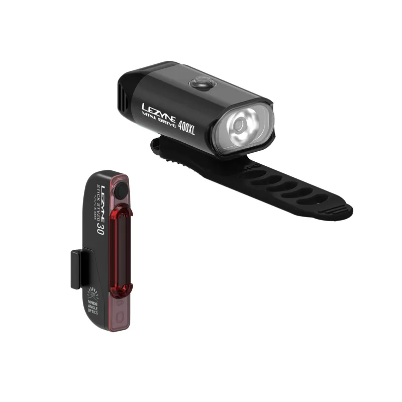 Lezyne Mini Drive 400XL / Stick Drive Light Set in Black