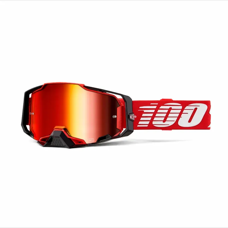 100% Armega Mirror Red Lens Goggles in Red