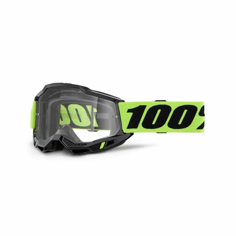 100% Accuri 2 Clear Lens Goggles in Neon Yellow