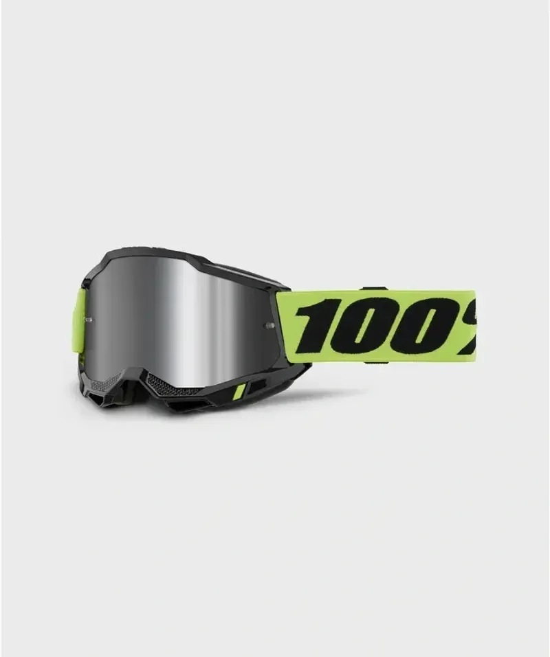 100% Youth Accuri 2 Mirrored Lens Goggles in Neon Yellow/Black