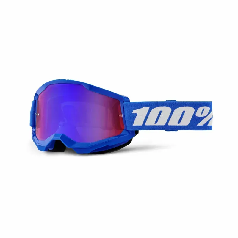 100% Strata 2 Mirror Red/Blue Lens Goggles in Blue