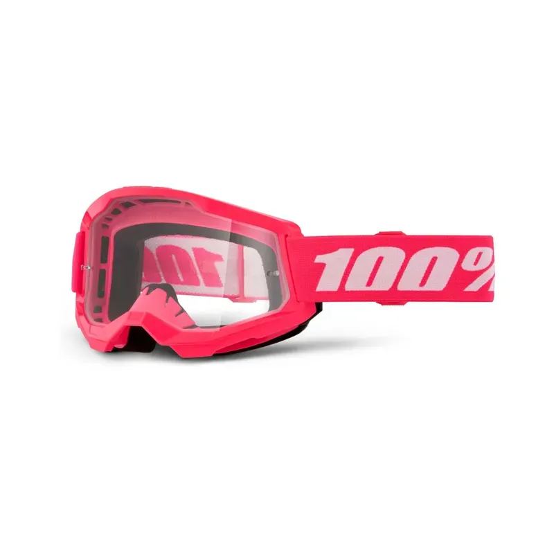 100% Strata 2 Youth Clear Lens Goggles in Pink