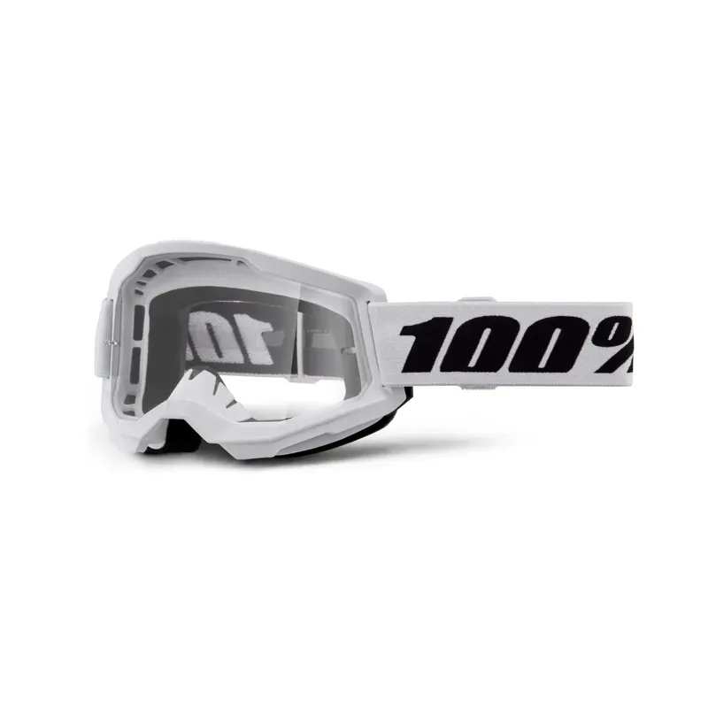 100% Strata 2 Youth Clear Lens Goggles in White