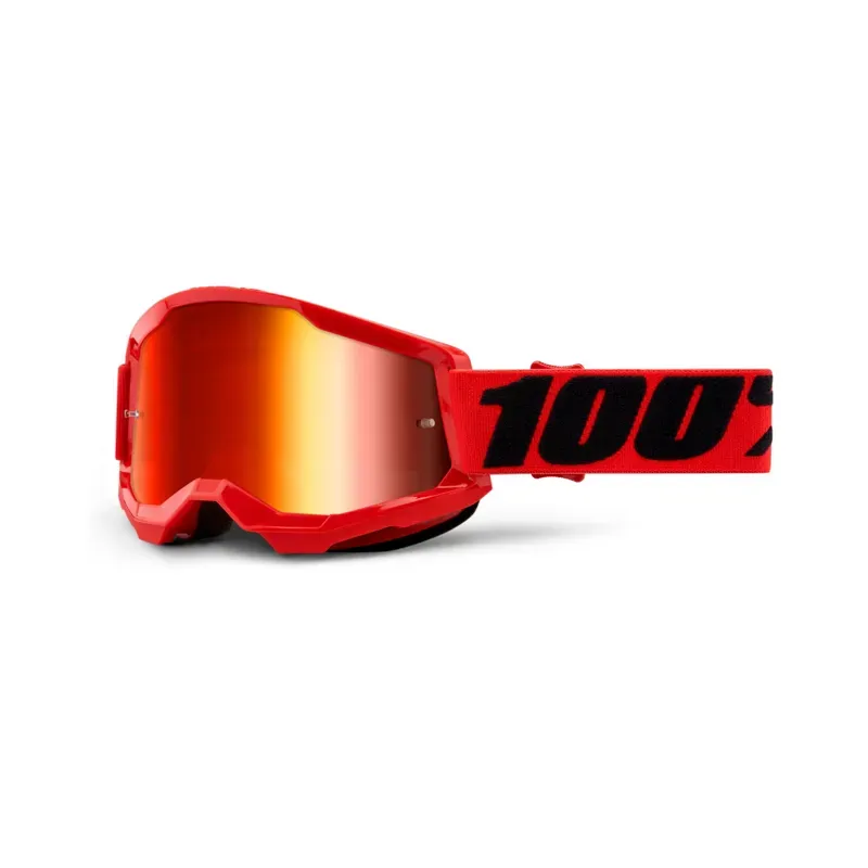 100% Strata 2 Red Mirror Lens Goggles in Red