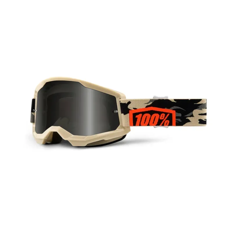 100% Strata 2 Smoke Lens Sand Goggles in Kombat