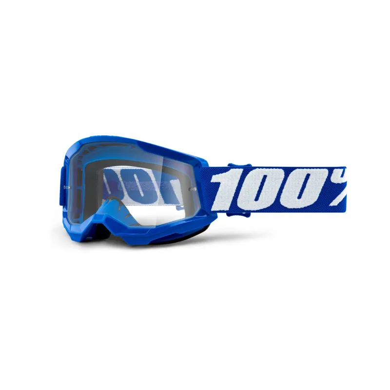 100% Strata 2 Youth Clear Lens Goggles in Blue