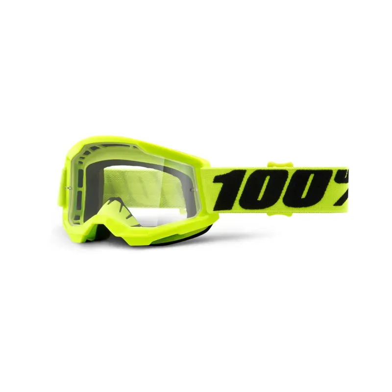 100% Strata 2 Youth Clear Lens Goggles in Yellow