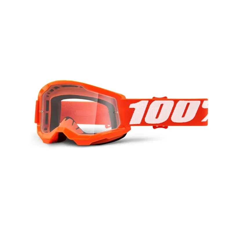 100% Strata 2 Youth Clear Lens Goggles in Orange