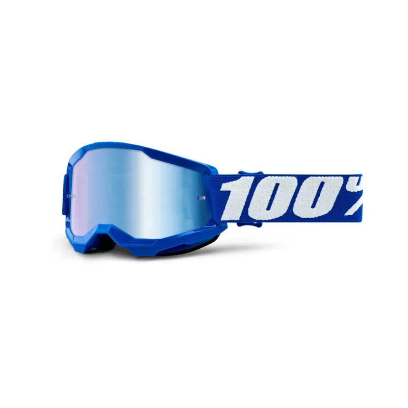 100% Strata 2 Mirror Lens Youth Goggles in Blue