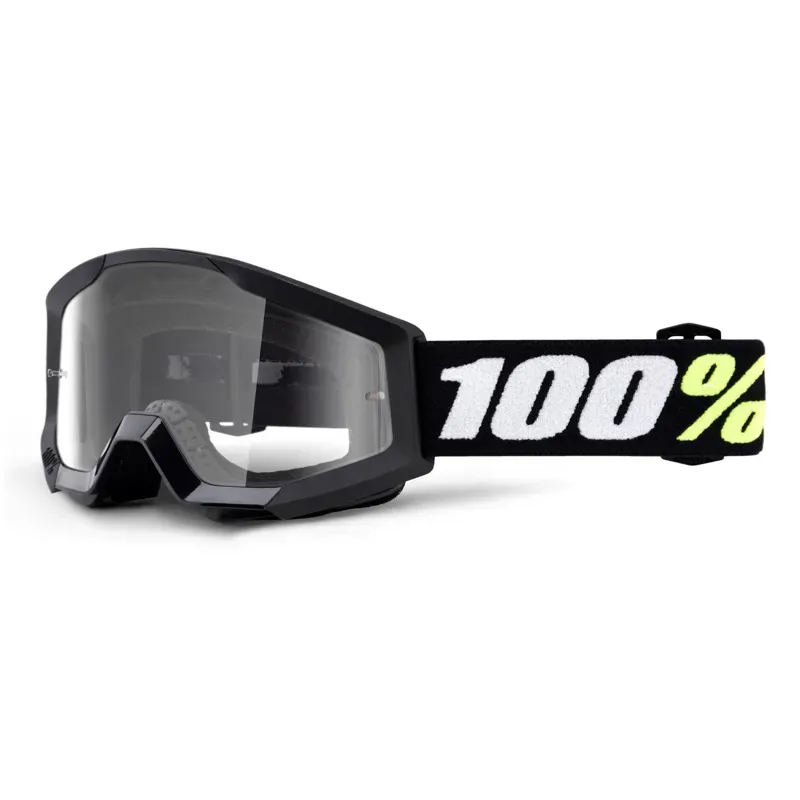100% Strata Mini Clear Lens Goggles in Black