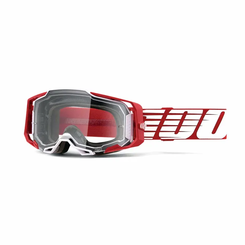 100% Armega Clear Lens Goggles in Deep Red