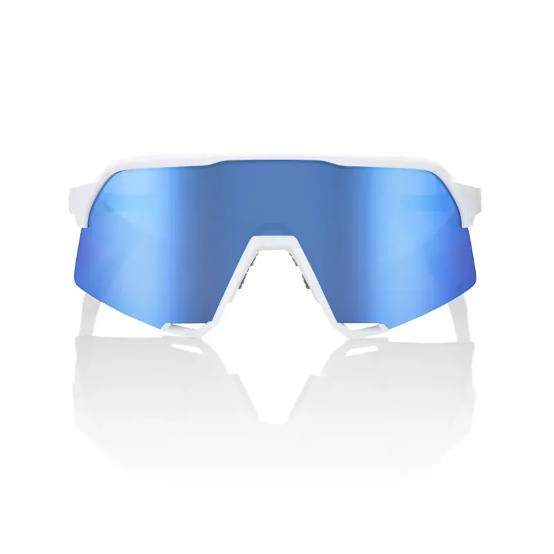 100% S3 Glasses In Matte White/HiPER Blue Multilayer Mirror Lens -1