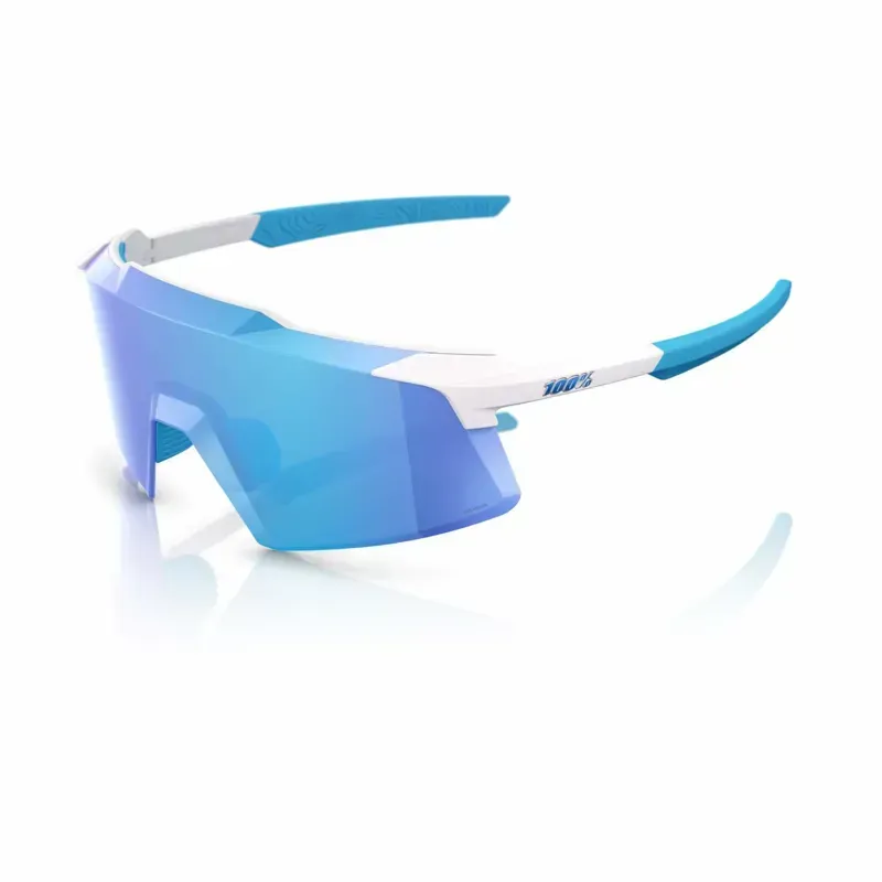 100% Aerocraft Glasses In Matte White/HiPER Blue Mirror Lens