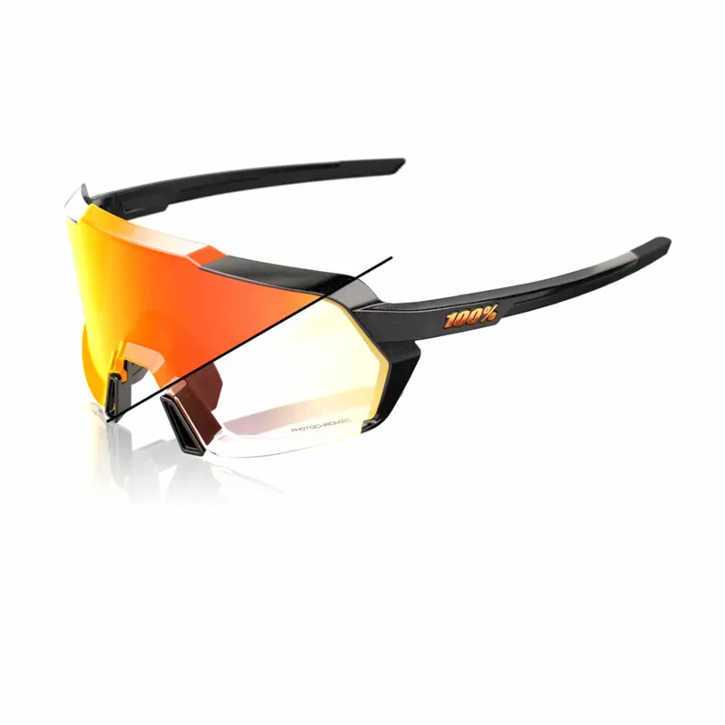 100% Korbin Orange Flash Mirror Photochromic Lens Glasses in Gloss Metallic Black-2