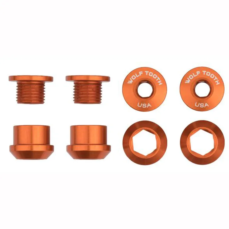 Wolf Tooth Set of 4 1X Chainring Bolts in Orange