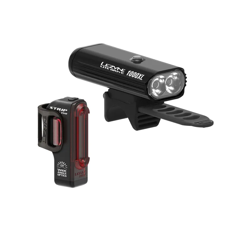 Lezyne LED Lite Drive 1000XL / Strip Pro Light Set in Black