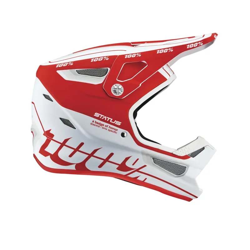 100% Status Youth Helmet in Topenga Red/White