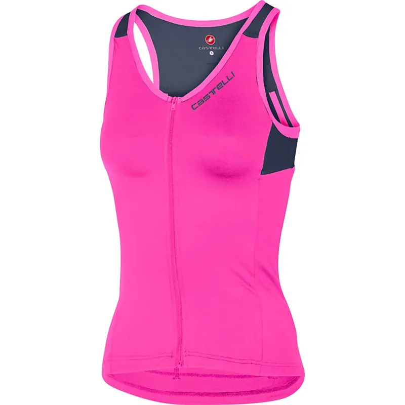 Castelli Solare Womens Top Pink Fluro Steel Blue 