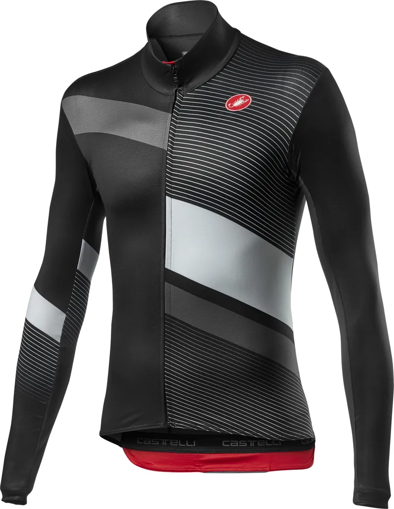 Castelli Mid Thermal Pro LS Jersey Black/Silver Gray/ Gray 