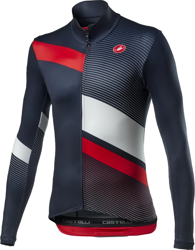 Castelli Mid Thermal Pro LS Jersey Savile Blue White Red 