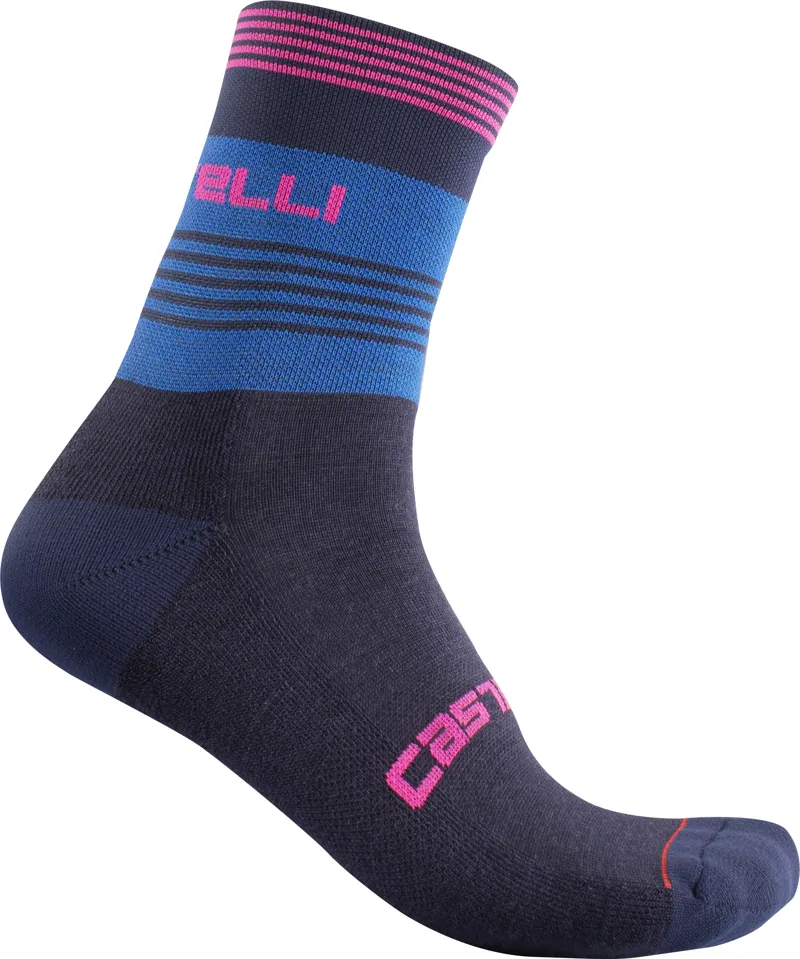 Castelli Linea Womens 15 Sock Rescue Blue/Pink Fluo 
