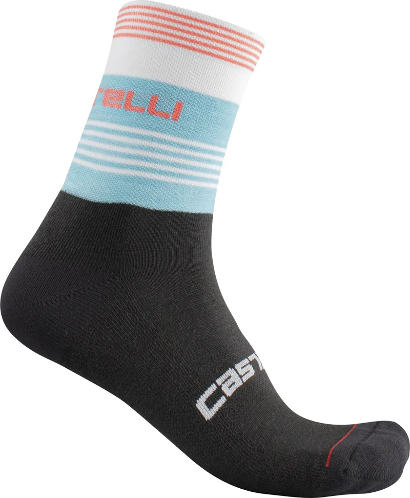 Castelli Linea Womens 15 Sock Celeste/Fiery Red 