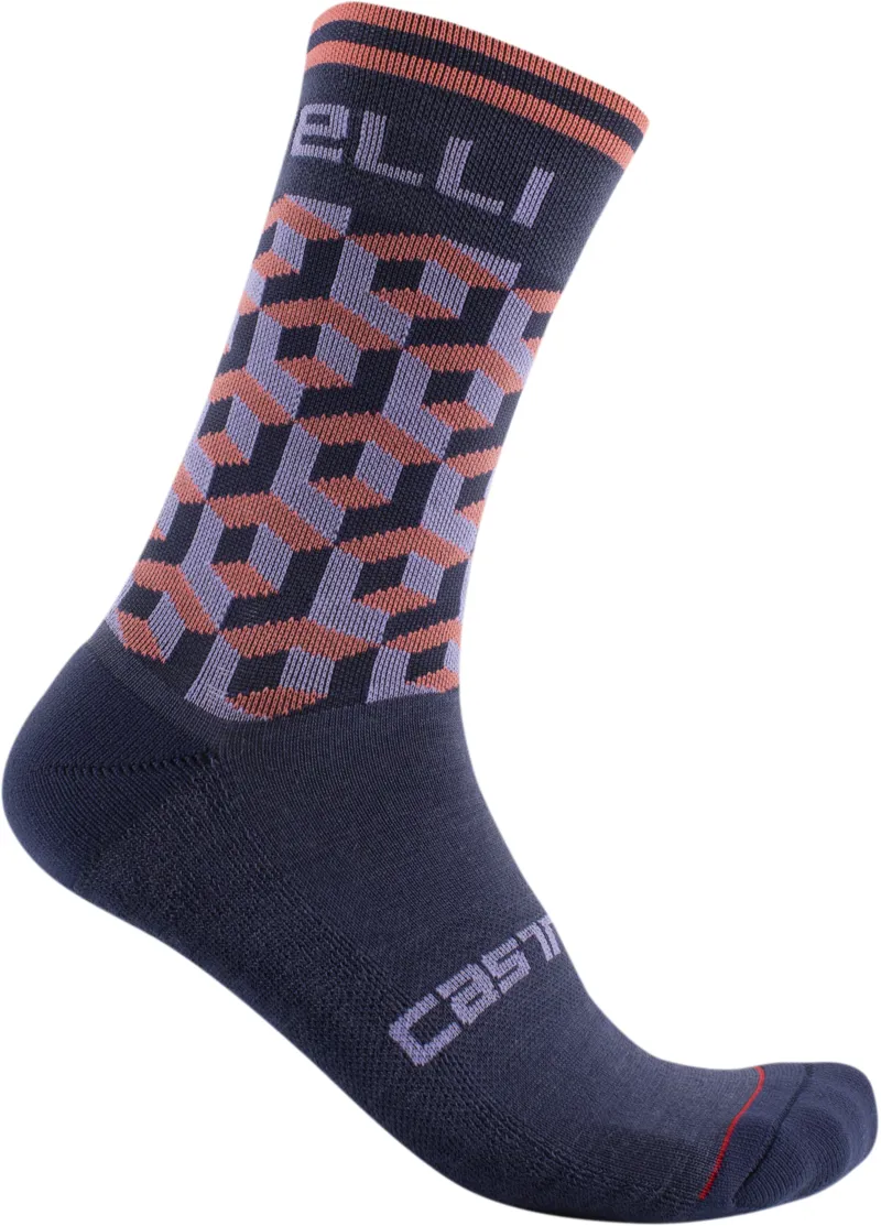 Castelli Cubi Womens 15 Sock Savile Blue/Brilliant Pink 