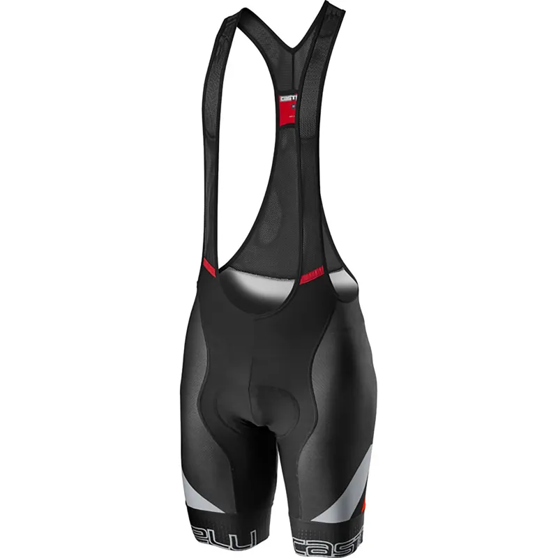Castelli Competizione Kit Bib Shorts Black Silver Gray Fiery Red 