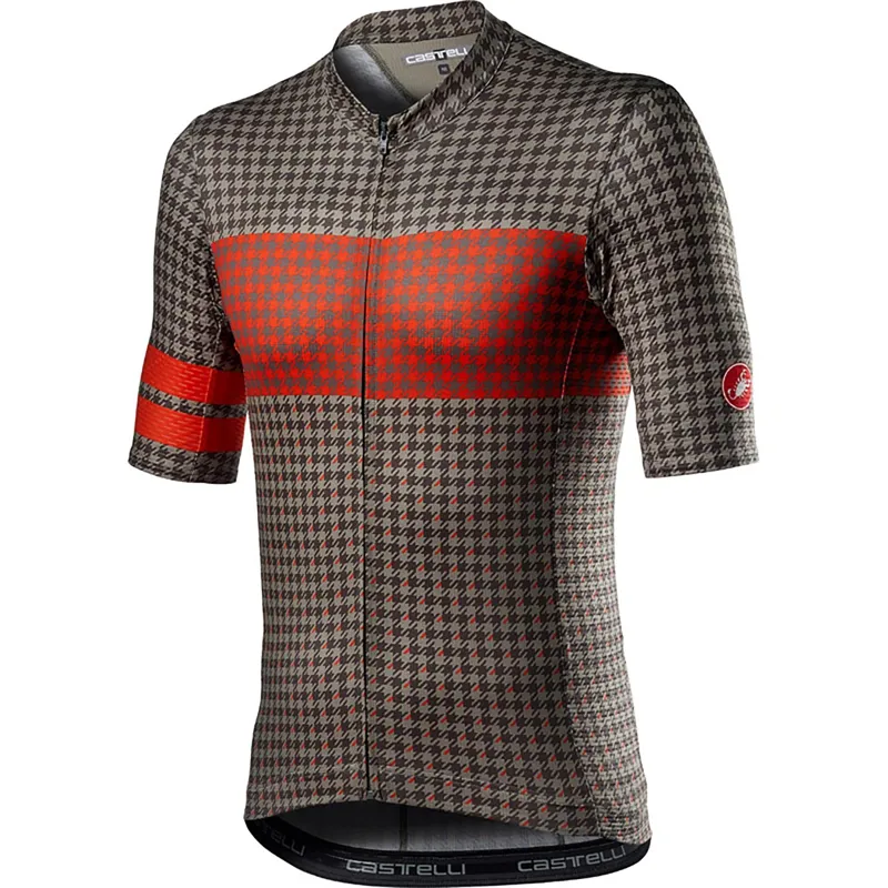 Castelli Maison Jersey Bark Green Fiery Red 